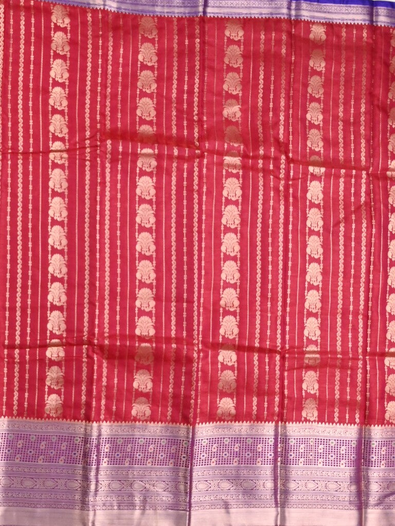 Banaras fancy saree red color allover zari motifs & zari border with rich contrast pallu and plain blouse