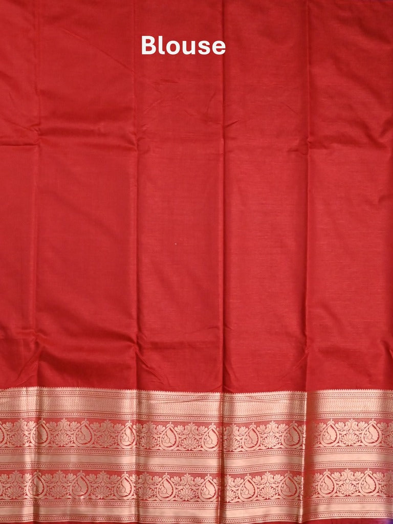 Banaras fancy saree dark green color allover zari motifs & zari border with rich contrast pallu and plain blouse