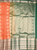 Banaras fancy saree orange color allover zari motifs & zari border with rich contrast pallu and plain blouse