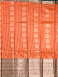 Banaras fancy saree orange color allover zari motifs & zari border with rich contrast pallu and plain blouse