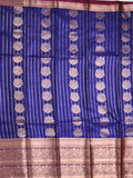 Banaras fancy saree royal blue color allover zari motifs & zari border with rich contrast pallu and plain blouse