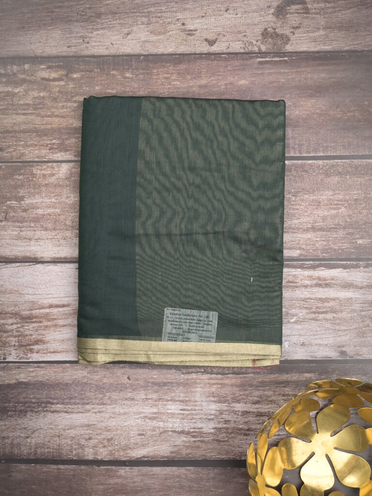 Maheshwari fancy saree black color allover plain and small kaddi border with contrast plain pallu and attached blouse