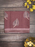 Tussar fancy saree maroon color allover prints & small kaddi border with short printed pallu and attached blouse
