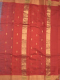 Uppada seiko pattu saree bluish grey color allover checks, motifs & zari border with contrast pallu and plain blouse