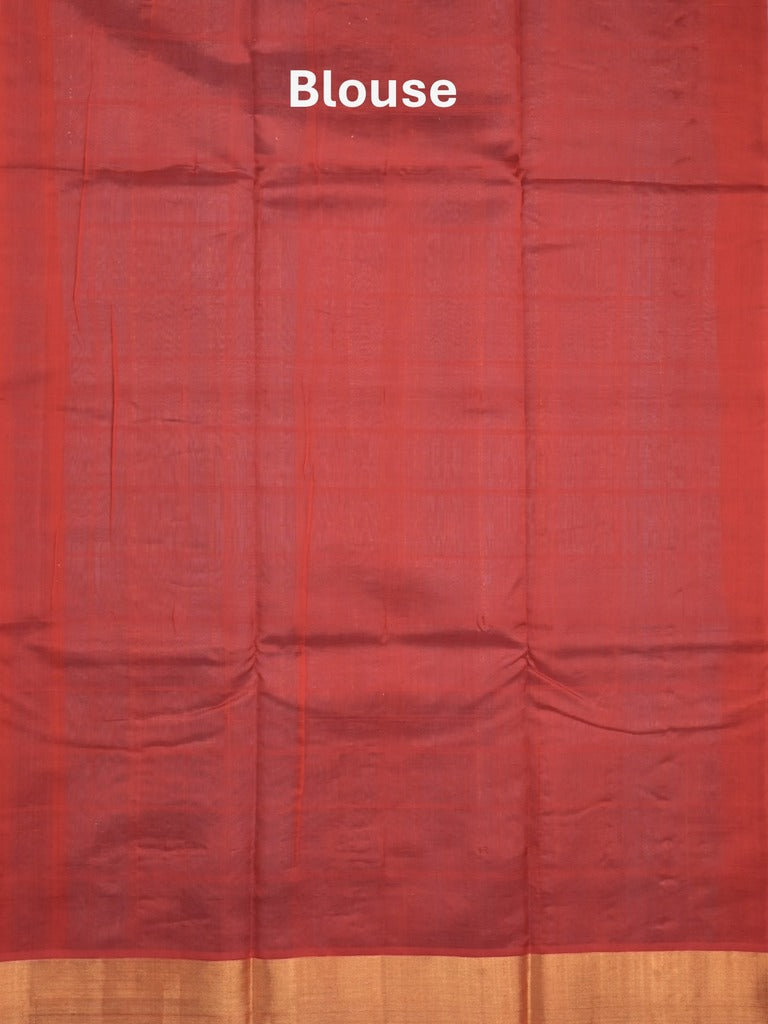 Uppada seiko pattu saree bluish grey color allover checks, motifs & zari border with contrast pallu and plain blouse