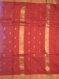 Uppada seiko pattu saree purple color allover checks, motifs & zari border with contrast pallu and plain blouse