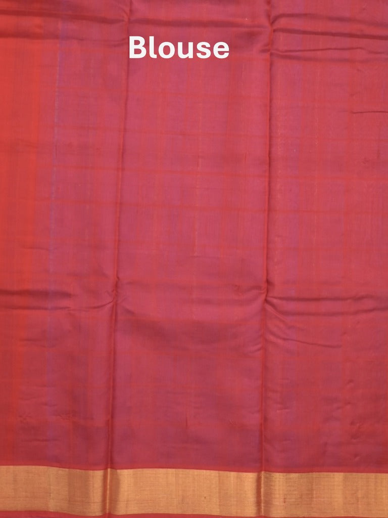 Uppada seiko pattu saree purple color allover checks, motifs & zari border with contrast pallu and plain blouse