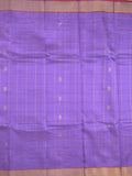 Uppada seiko pattu saree purple color allover checks, motifs & zari border with contrast pallu and plain blouse