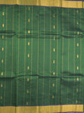 Uppada seiko pattu saree bottle green color allover checks, motifs & zari border with contrast pallu and plain blouse