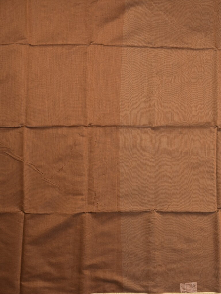 Maheshwari fancy saree brown color allover plain and small kaddi border with contrast plain pallu and attached blouse