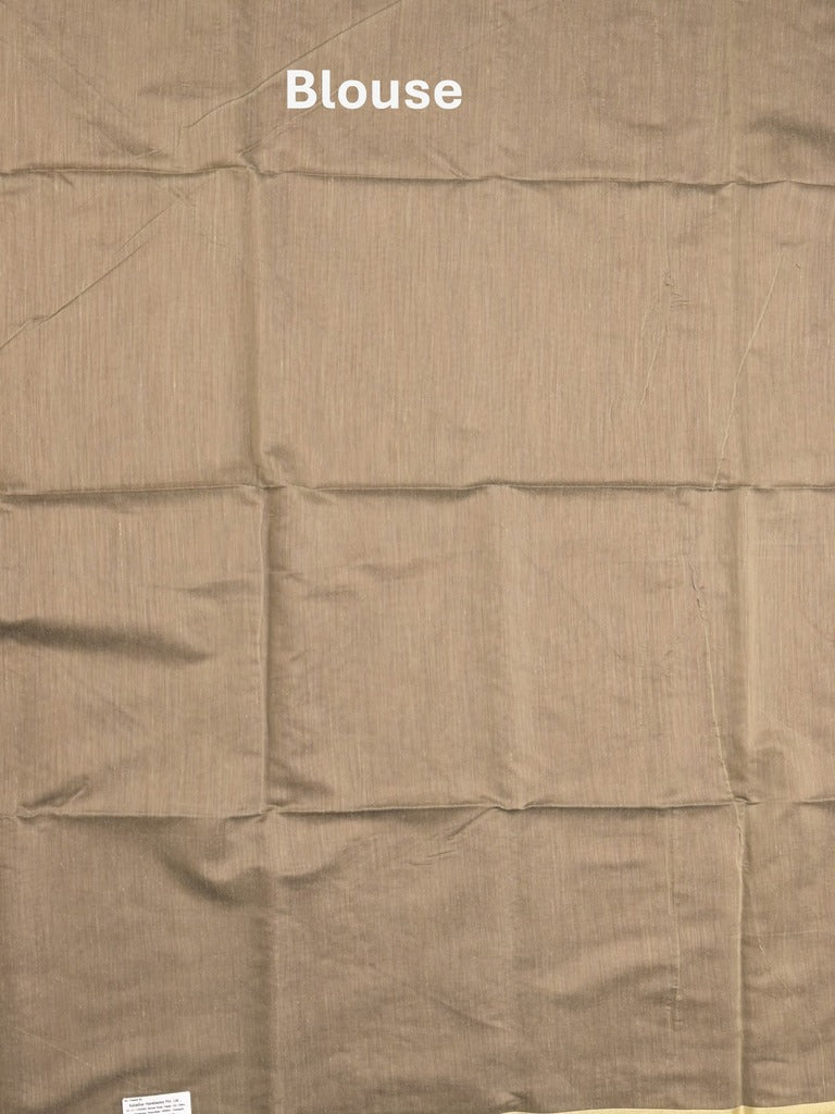 Maheshwari fancy saree brown color allover plain and small kaddi border with contrast plain pallu and attached blouse