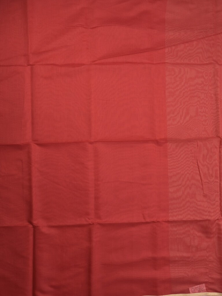 Maheshwari fancy saree red color allover plain and small kaddi border with contrast plain pallu and attached blouse