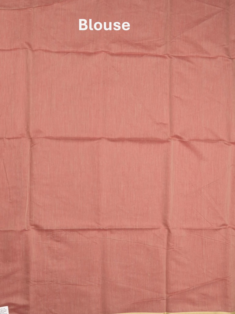 Maheshwari fancy saree red color allover plain and small kaddi border with contrast plain pallu and attached blouse