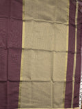 Maheshwari fancy saree dark brown color allover plain and small kaddi border with contrast plain pallu and attached blouse