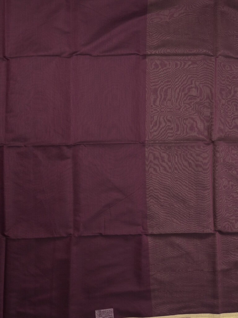 Maheshwari fancy saree dark brown color allover plain and small kaddi border with contrast plain pallu and attached blouse