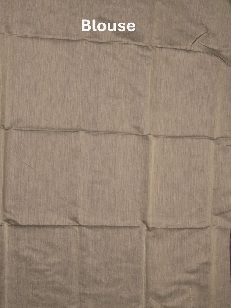 Maheshwari fancy saree dark brown color allover plain and small kaddi border with contrast plain pallu and attached blouse