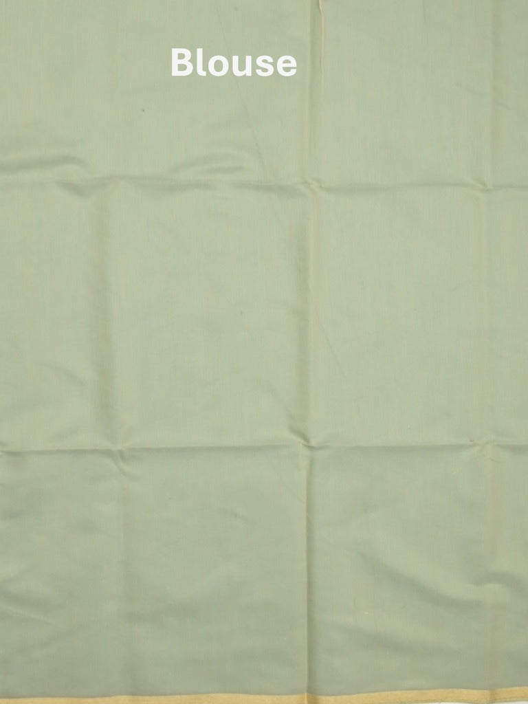 Maheshwari fancy saree lux green color allover plain and small kaddi border with contrast plain pallu and attached blouse