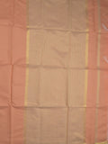 Maheshwari fancy saree peach color allover plain and small kaddi border with contrast plain pallu and attached blouse