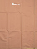Maheshwari fancy saree peach color allover plain and small kaddi border with contrast plain pallu and attached blouse
