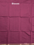 Maheshwari fancy saree magenta color allover plain and small kaddi border with self pallu and attached blouse