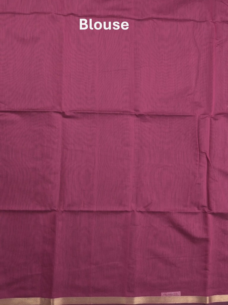 Maheshwari fancy saree magenta color allover plain and small kaddi border with self pallu and attached blouse