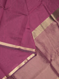 Maheshwari fancy saree magenta color allover plain and small kaddi border with self pallu and attached blouse