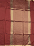 Maheshwari fancy saree maroon color allover plain and small kaddi border with self pallu and attached blouse