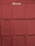 Maheshwari fancy saree maroon color allover plain and small kaddi border with self pallu and attached blouse