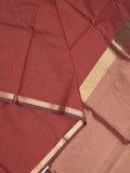 Maheshwari fancy saree maroon color allover plain and small kaddi border with self pallu and attached blouse
