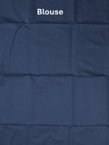 Maheshwari fancy saree navy blue color allover plain and small kaddi border with self pallu and attached blouse
