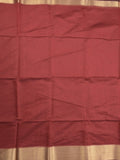 Maheshwari fancy saree maroon color allover plain and temple border with stripes pallu and attached blouse