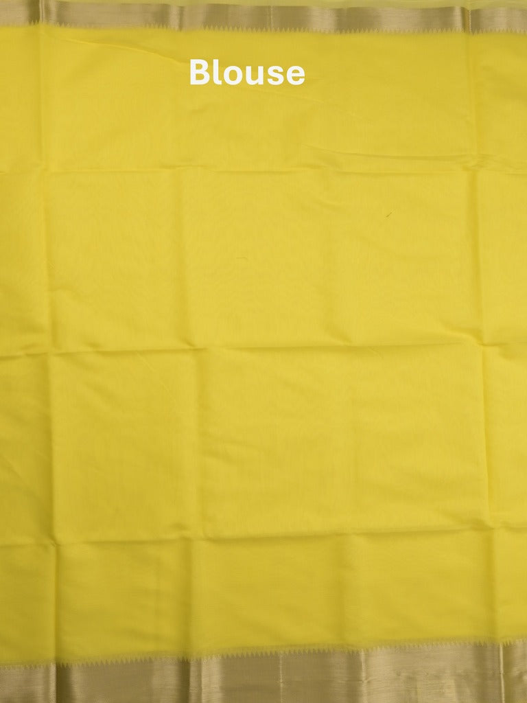 Maheshwari fancy saree navy blue color allover plain and temple border with contrast plain pallu and attached blouse Copy