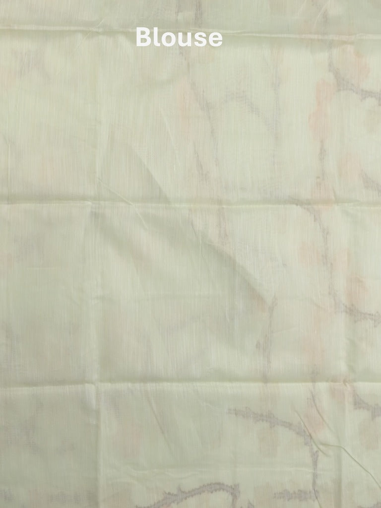 Chanderi fancy saree light pista green color allover weaves & weaving pallu and attached plain blouse