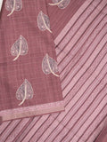 Tussar fancy saree maroon color allover prints & small kaddi border with short printed pallu and attached blouse