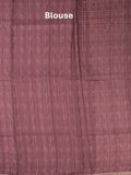 Tussar fancy saree maroon color allover prints & small kaddi border with short printed pallu and attached blouse