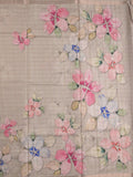 Tussar fancy saree light grey color allover prints & small kaddi border with short printed pallu and attached blouse
