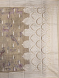 Chanderi fancy saree light snuff color allover weaves & zari border with rich pallu and attached blouse