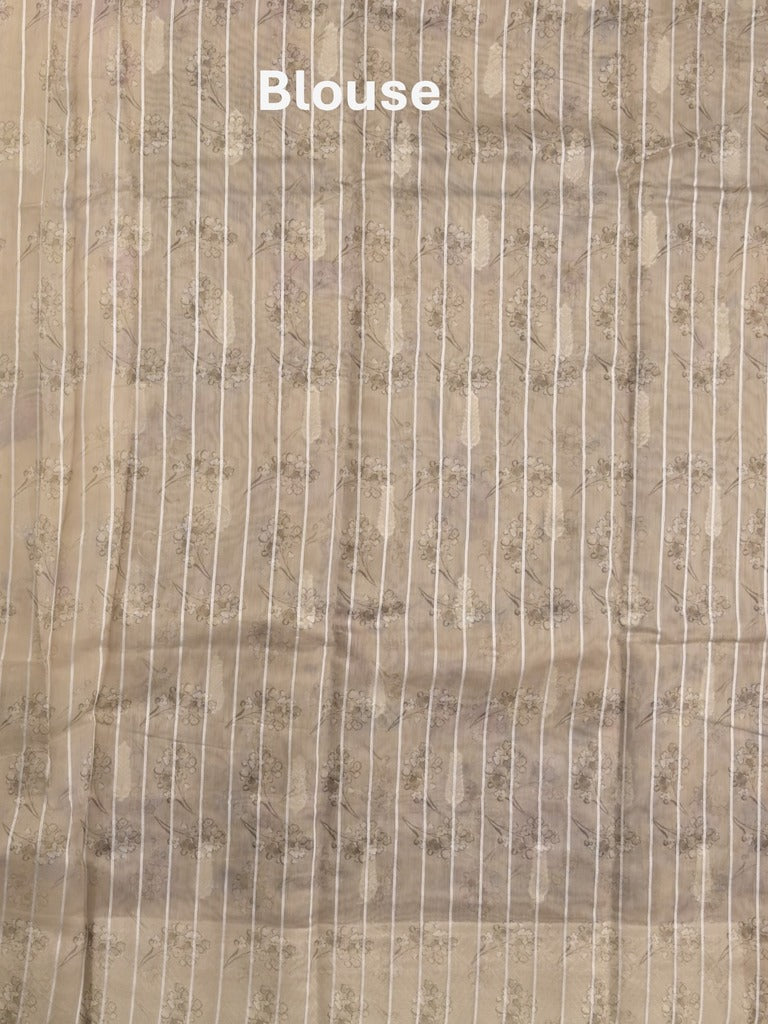 Chanderi fancy saree light snuff color allover weaves & zari border with rich pallu and attached blouse