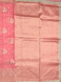 Chanderi kora fancy saree light pink color allover zari motifs & zari embroidery border with zari pallu and plain blouse