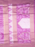 Dupion fancy saree purple color allover prints & zari border with rich pallu and attached plain blouse