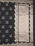 Raw mango fancy saree black color allover zari weaves & zari border with zari border and attached blouse