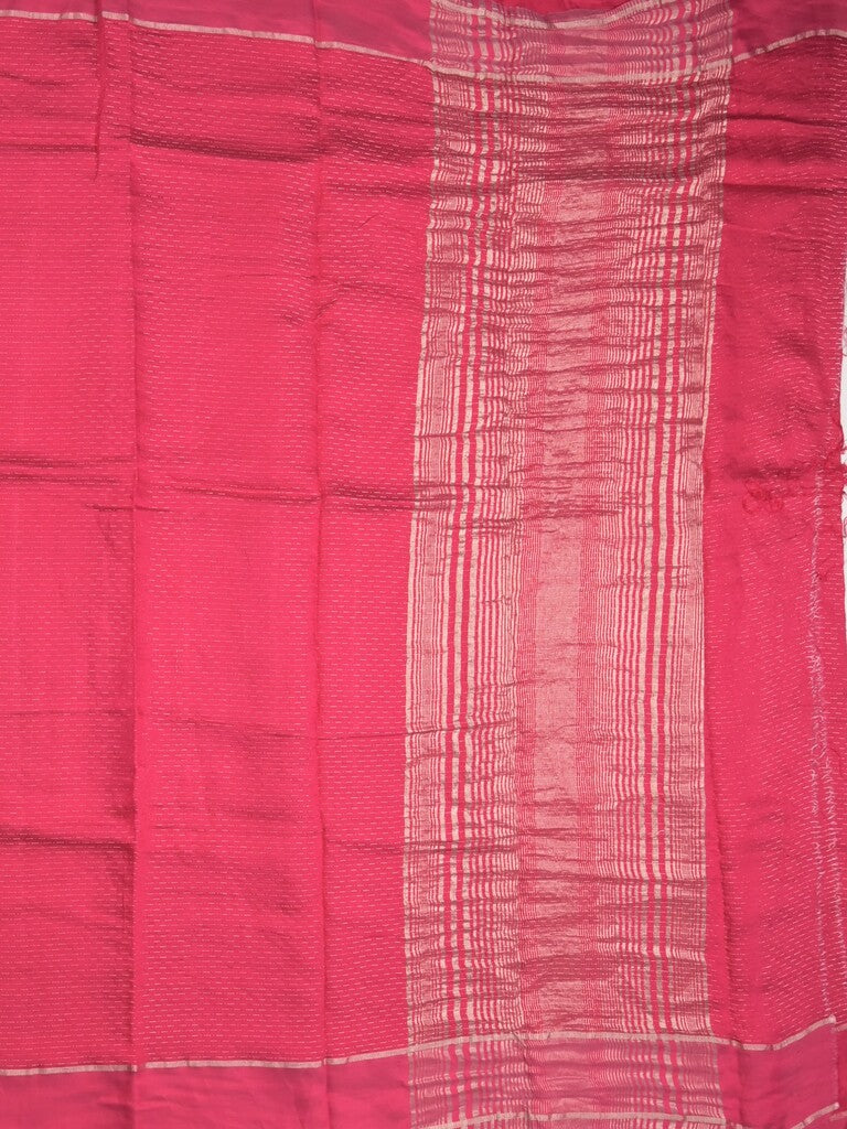Dola silk fancy saree pink color allover zari weaves & small kaddi border with short pallu and running blouse