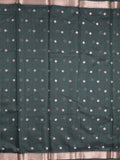Chanderi fancy saree dark green color allover zari motifs & small zari border with zari pallu and plain blouse