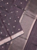 Chanderi fancy saree dark brown color allover zari motifs & small zari border with zari pallu and plain blouse