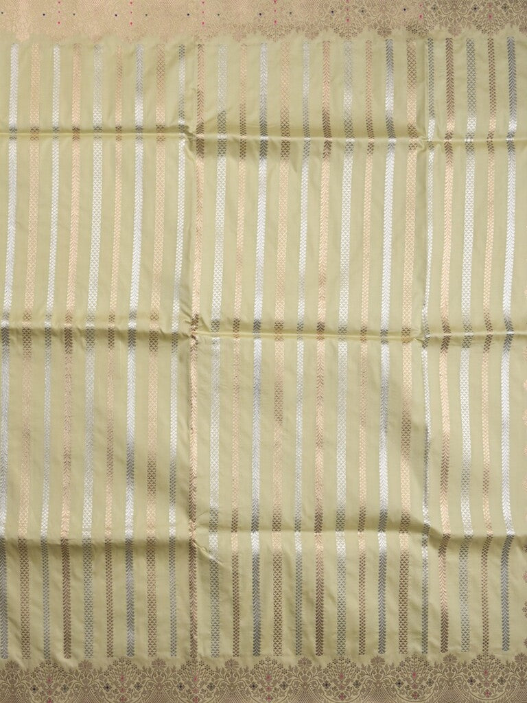 Banaras fancy saree light pista green color allover zari weaves & zari border with rich pallu and plain blouse