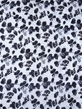 Mulberry silk fabric black and white color with allover floral prints