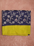 Raw mango fancy saree navy blue color allover zari weaves & kaddi border with brocade pallu and contrast plain blouse