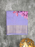 Maheshwari fancy saree lavender color allover prints & zari border with short zari pallu and plain blouse