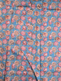 Tussar fancy saree blue color allover prints & printed border with printed pallu and contrast printed blouse