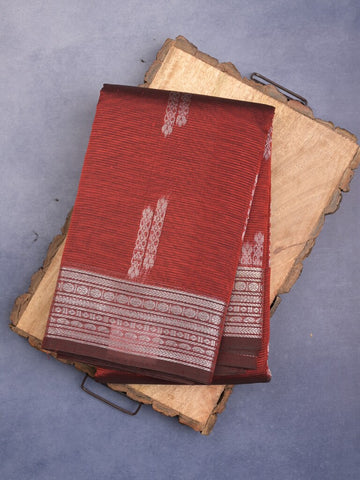 Mangalagiri fancy saree maroon color allover zari weaves & zari border with rich pallu and plain blouse